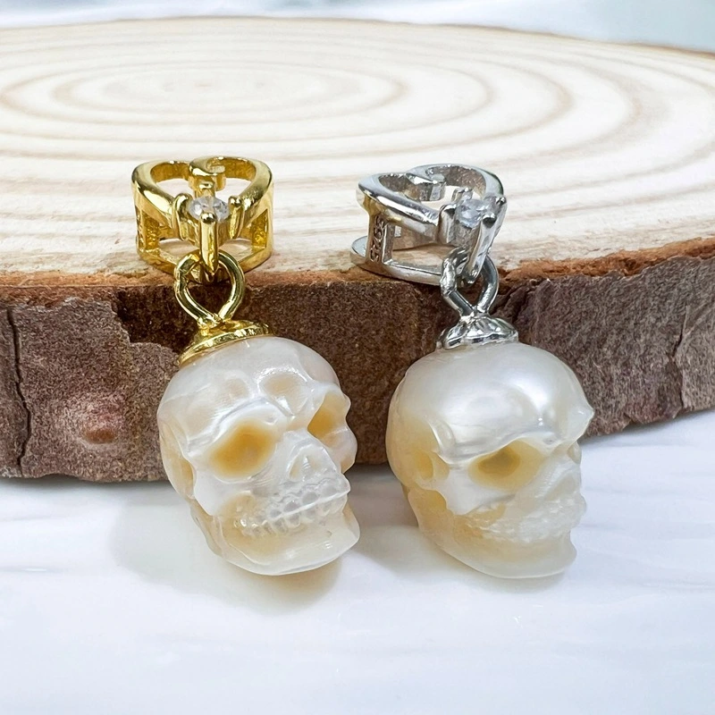 Natural Pearl Pendant Ghost Head Silver Pendant