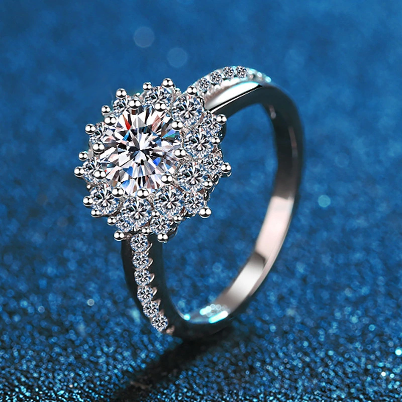Live Supply S925 Sterling Silver Moissanite 1 Karat Ring
