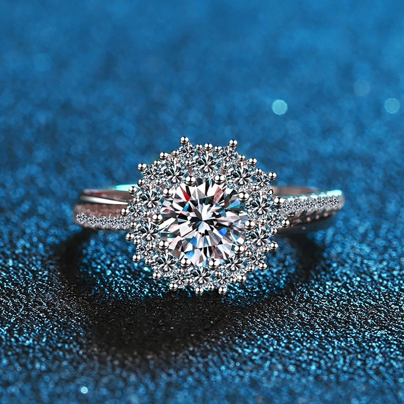 Live Supply S925 Sterling Silver Moissanite 1 Karat Ring
