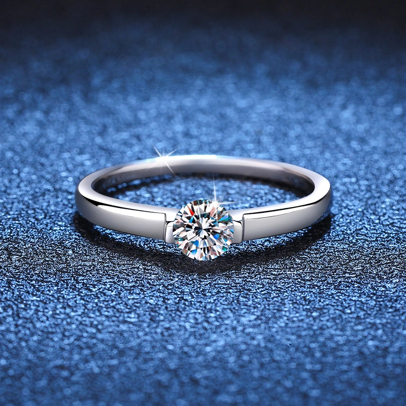 S925 Sterling Silver Moissanite Ring Female Small Waist Across The Star River