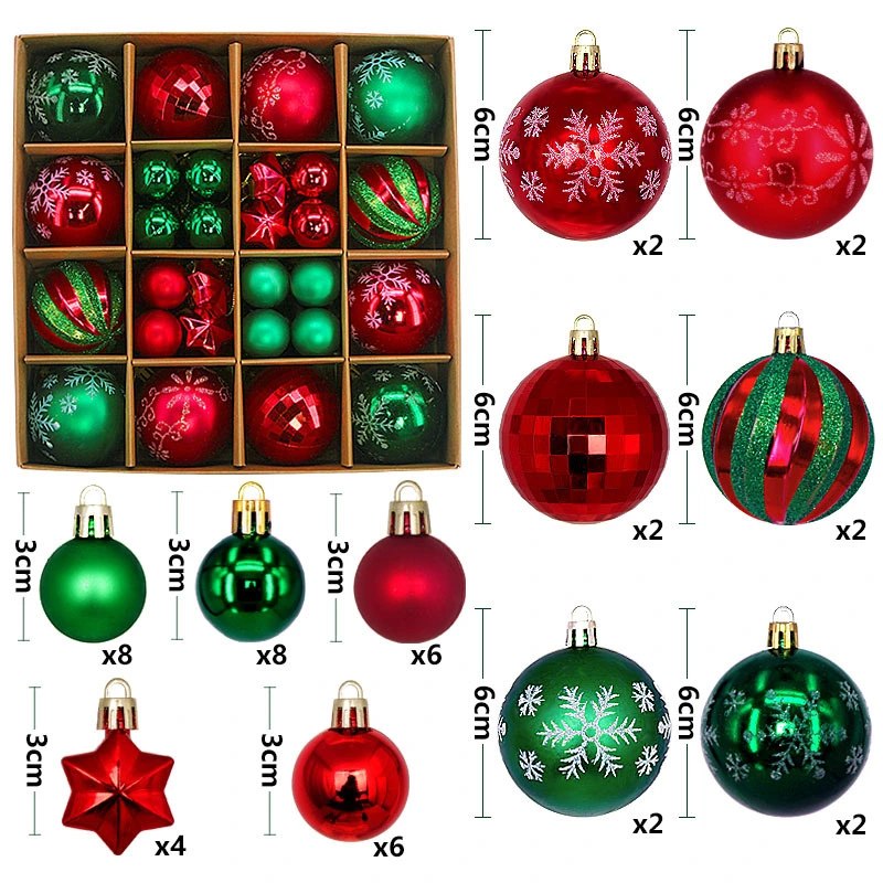 44PCS Painted Shaped Paper Box Electroplating Ball Pendant