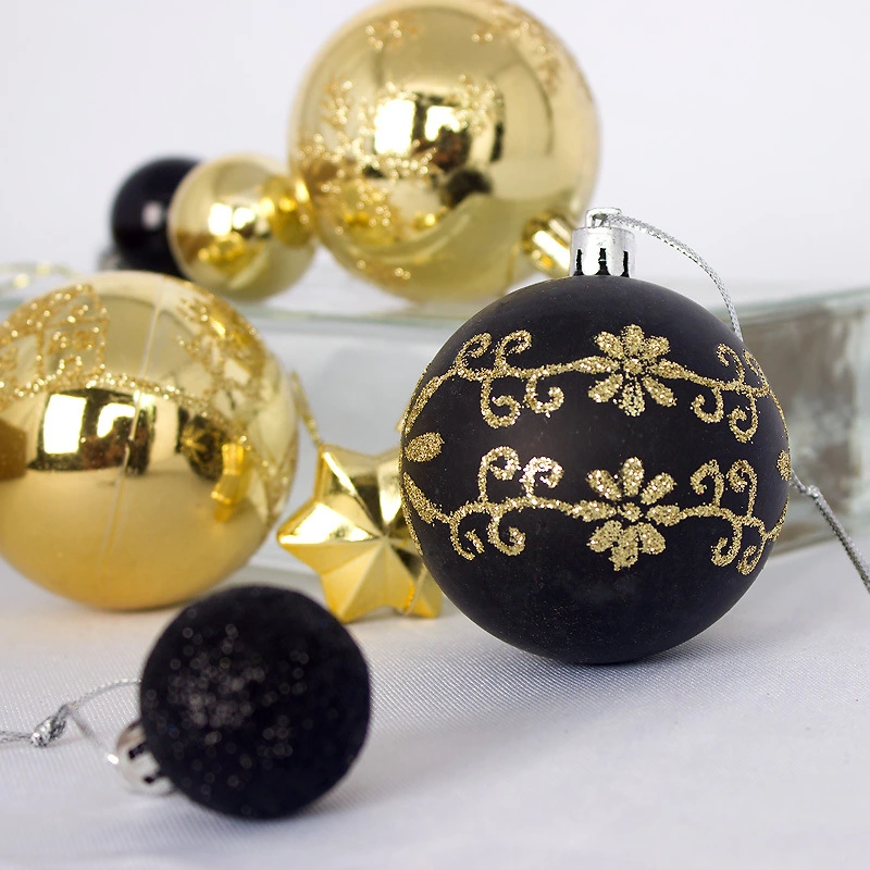 44PCS Painted Shaped Paper Box Electroplating Ball Pendant
