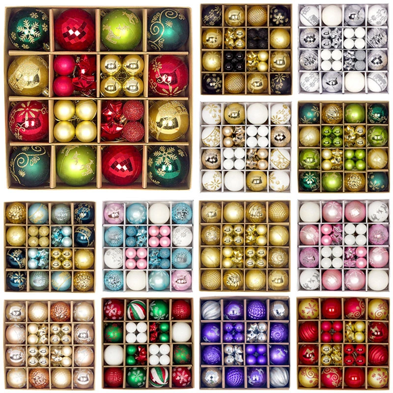 44PCS Painted Shaped Paper Box Electroplating Ball Pendant