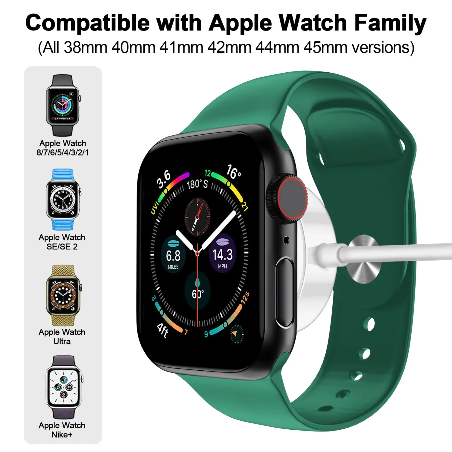 𝟐𝟎𝟐𝟓 𝐔𝐩𝐠𝐫𝐚𝐝𝐞𝐝 for Apple Watch Charger Magnetic Fast Charging Cable [Portable] Magnetic Wireless Charging Compatible with iWatch Series Ultra/9/8/7/6/SE/SE2/5/4/3/2-[1.6FT] White