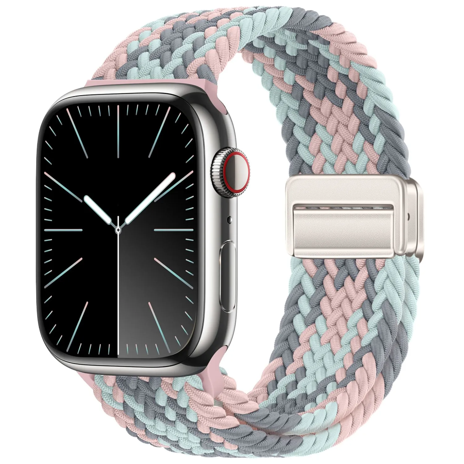 Qimela Sport Loop Compatible with Apple Watch Band 38mm 40mm 41mm 42mm 44mm 45mm 46mm 49mm for Women Men,Magnetic Strap Stretchy Braided Wristband for iWatch Series 11 10 9 8 7 6 5 4 SE Ultra 3 2 1