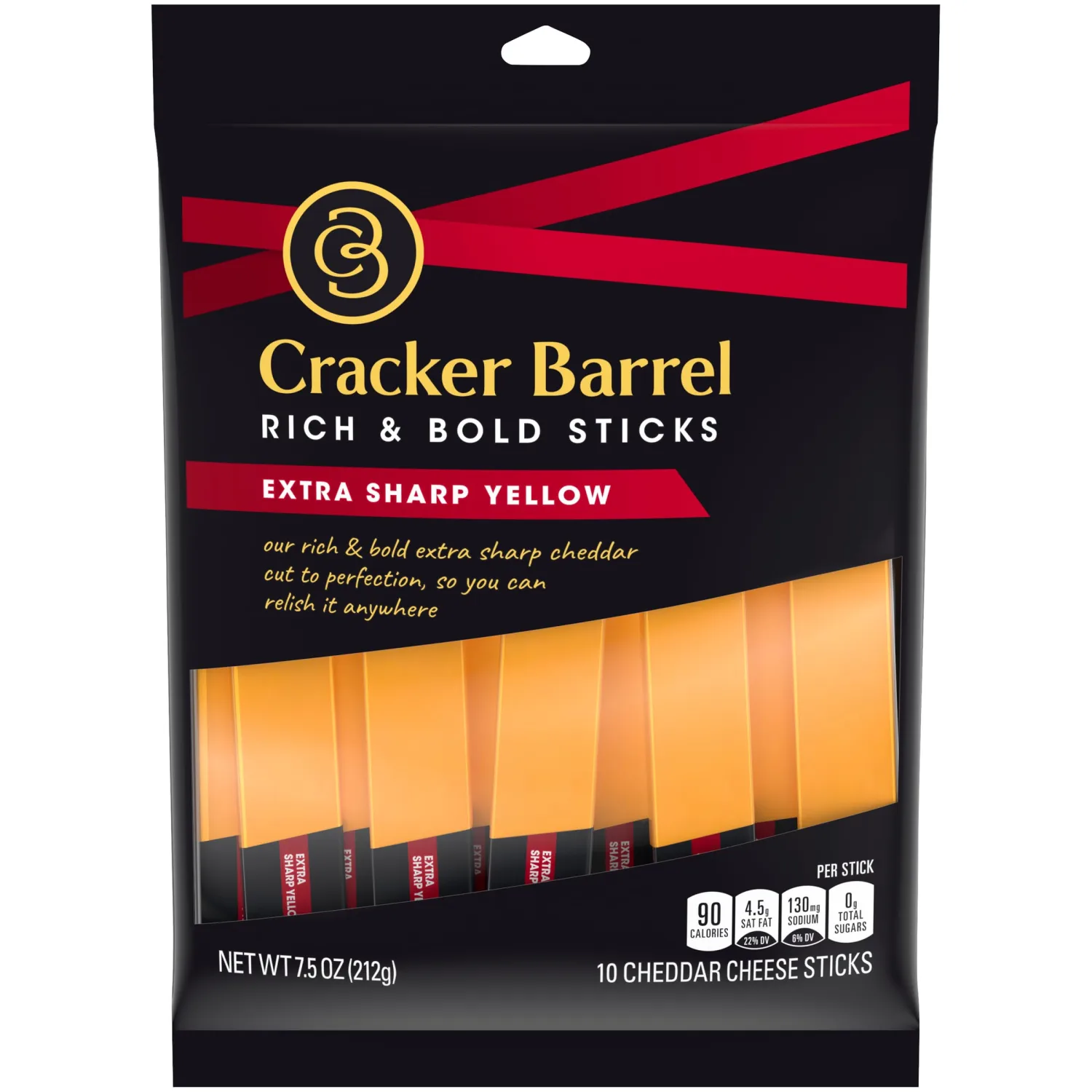 Cracker Barrel Extra Sharp Cheddar Cheese Sticks (10 Sticks)
