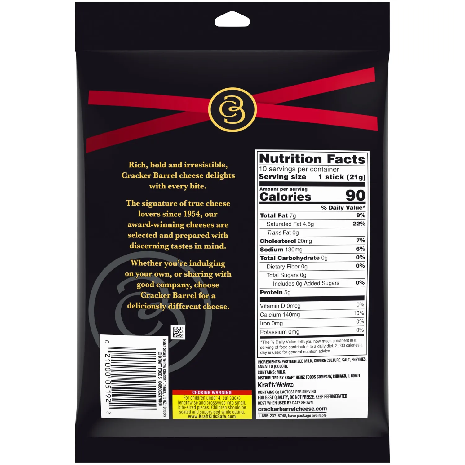 Cracker Barrel Extra Sharp Cheddar Cheese Sticks (10 Sticks)