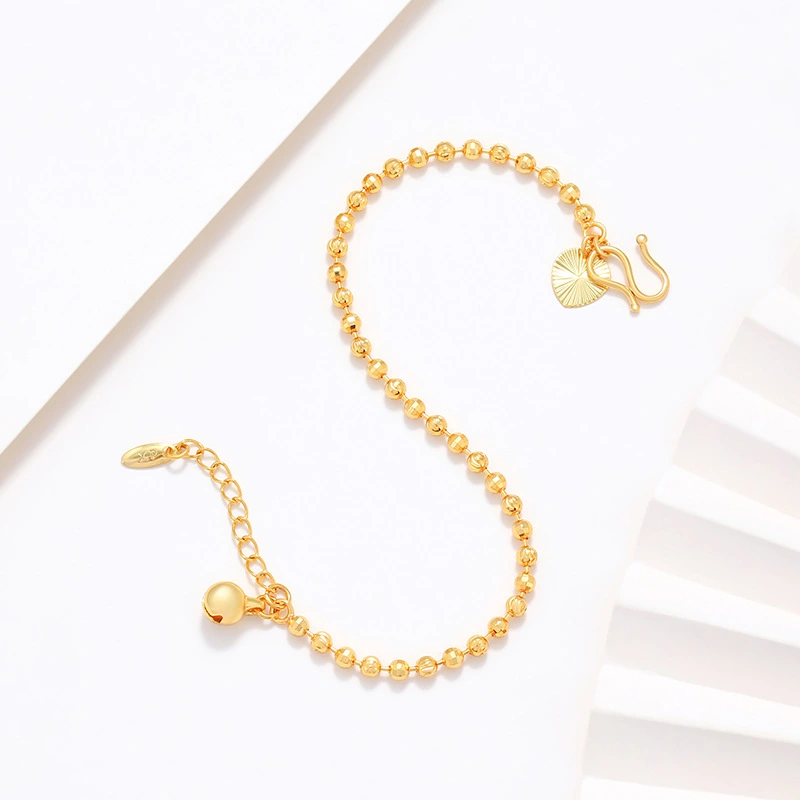 Copper Alloy Electroplated Real Gold Frosted Carven Design Geometric Beads Bracelet