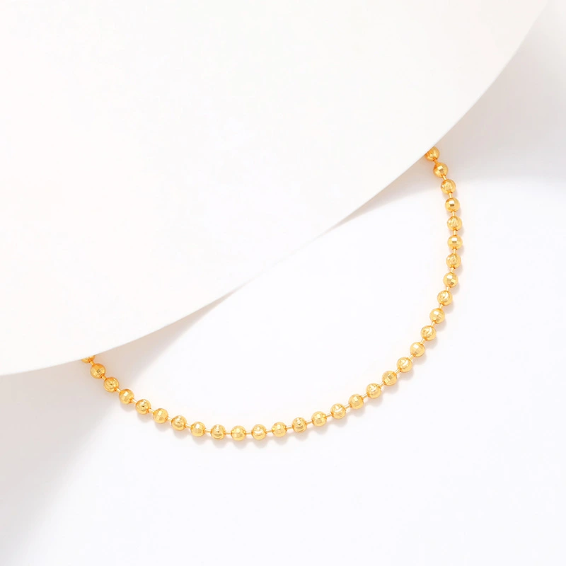 Copper Alloy Electroplated Real Gold Frosted Carven Design Geometric Beads Bracelet