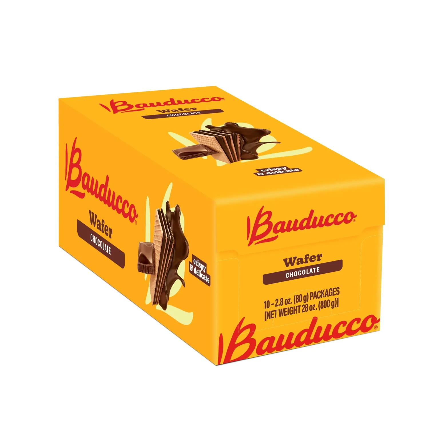 Bauducco Wafer Cookies, Chocolate, 28 oz (Pack of 10) - Crispy Layered Wafers with Rich Chocolate Cream Filling - Indulgent Sweet Snacks, Desserts & Treats - Individually Wrapped