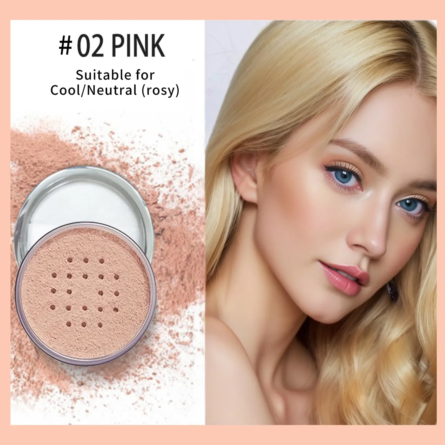 BLUE LOVE 2Pcs Loose Setting Powder Makeup for Face Set, Oil Control Smooth Face Makeup Finishing Powder Foundation, Waterproof Cosmetic Powder Loose Face Powder Compact for Oily Skin