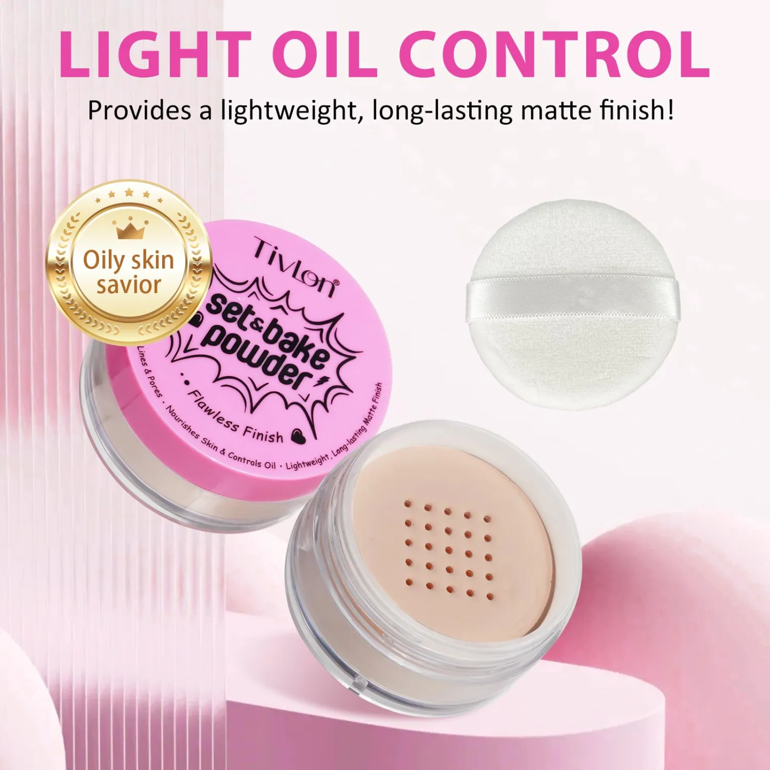 Setting Powder Makeup | Set Bake Powder | Lightweight Natural, Translucent Face Loose Powder to Set Makeup Foundation or Concealer (#2 Natural Color, 0.7 oz)
