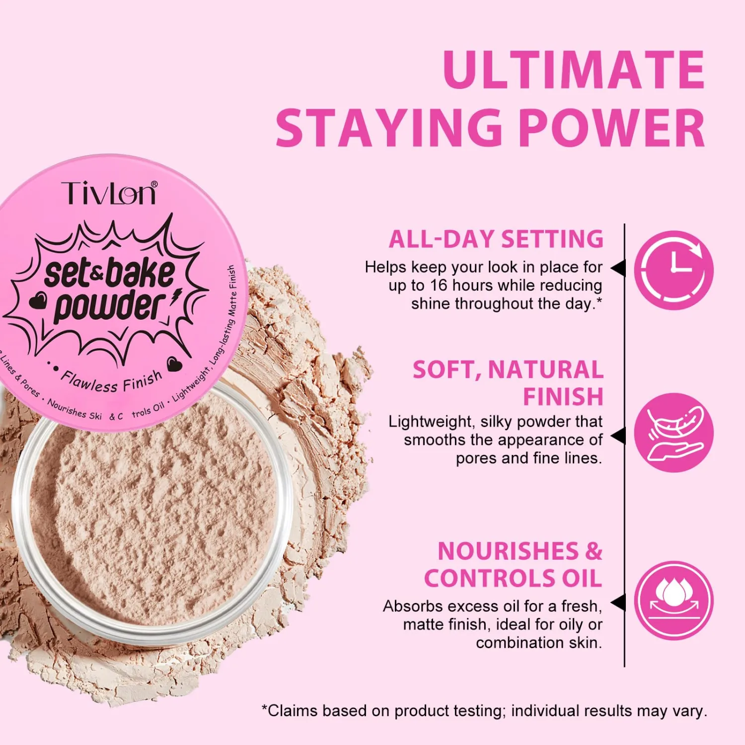 Setting Powder Makeup | Set Bake Powder | Lightweight Natural, Translucent Face Loose Powder to Set Makeup Foundation or Concealer (#2 Natural Color, 0.7 oz)