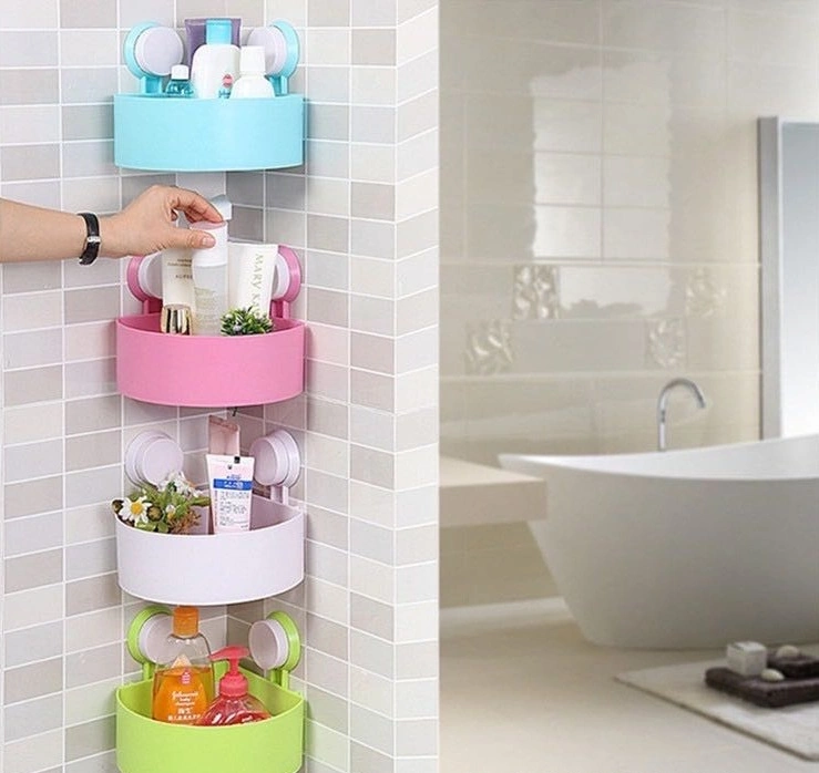 Toilet Kitchen Wall Mounted Punch-free Triangle Chuck Storage Rack
