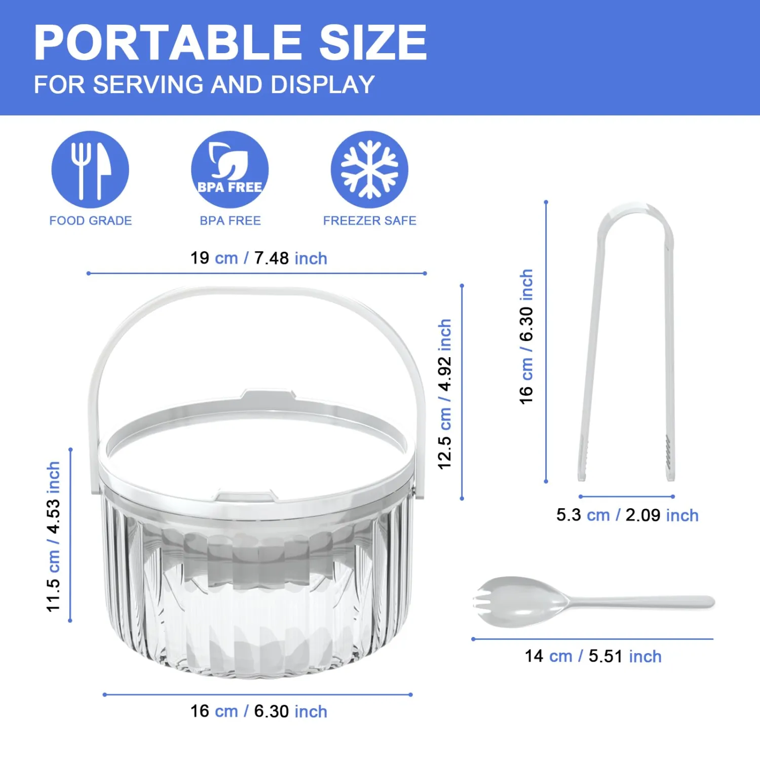 30oz Iced Salad Bowl With Lid,Chilled Serving Bowl,Big Bowl To Keep Food Cold With Handle For Party,Bowl Set For Chilled Pasta, Hummus, Salsa, Potato, Dressing, Fruit,White