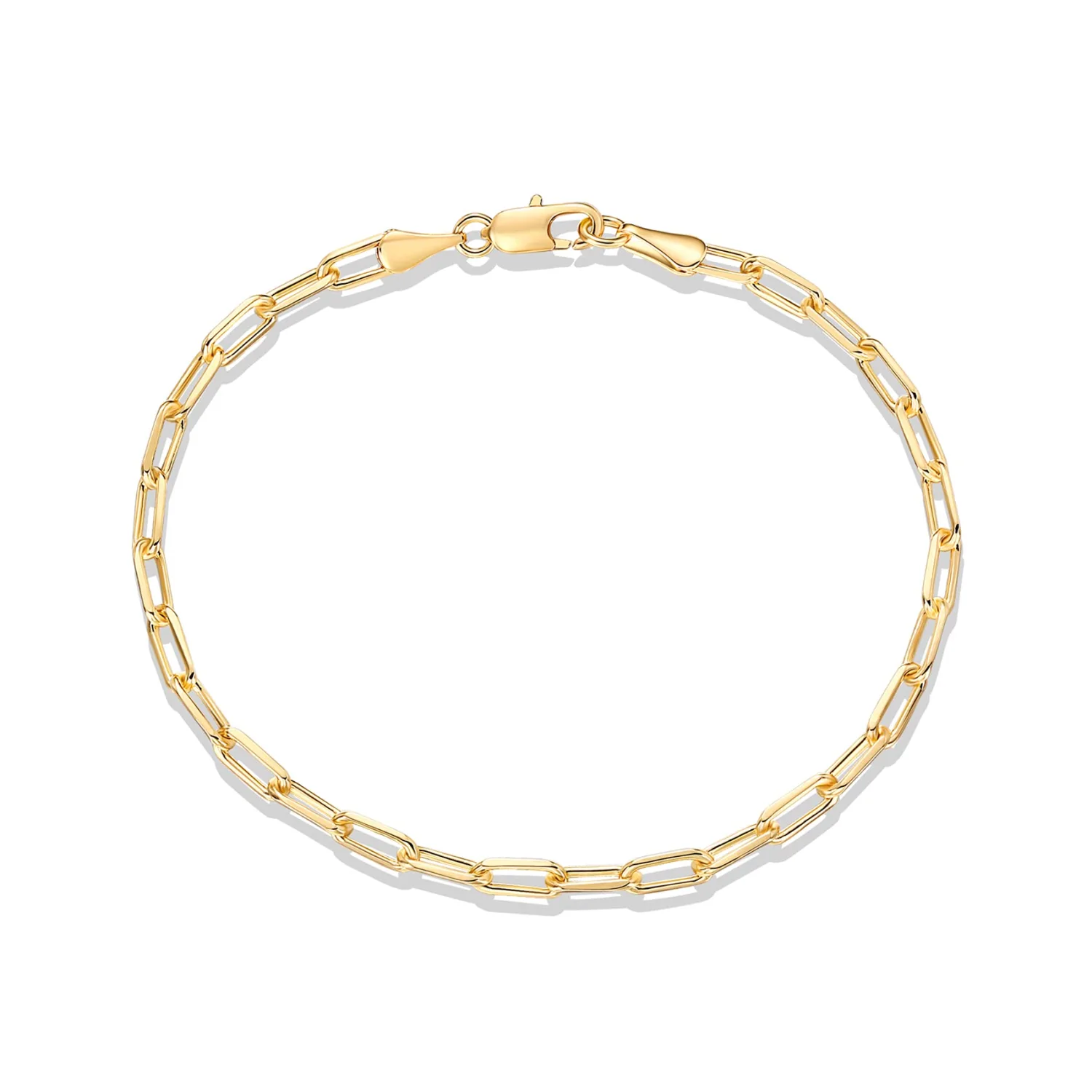 PAVOI 14K Gold Plated Paperclip/Curb/Figaro Chain Adjustable Bracelet for Women