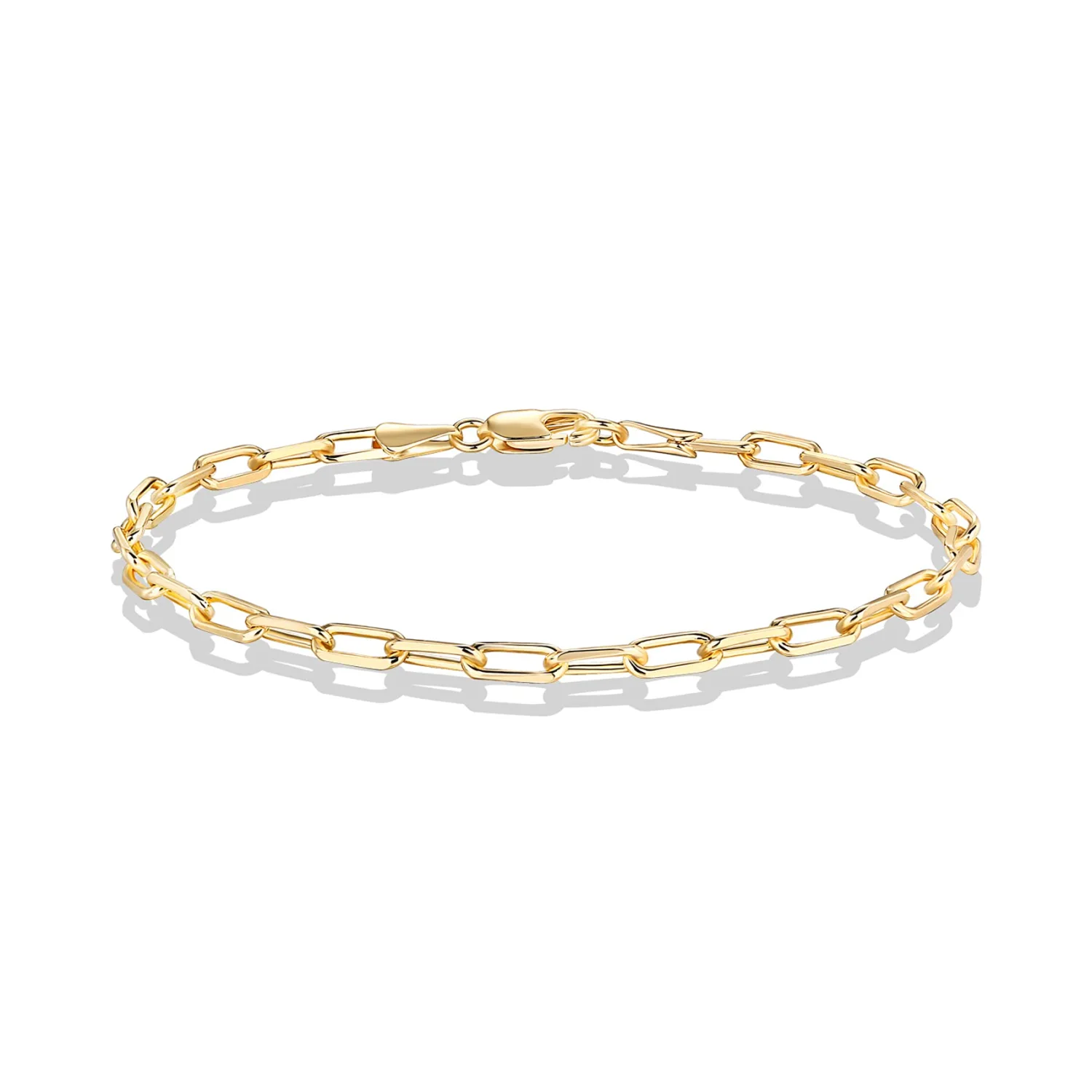 PAVOI 14K Gold Plated Paperclip/Curb/Figaro Chain Adjustable Bracelet for Women