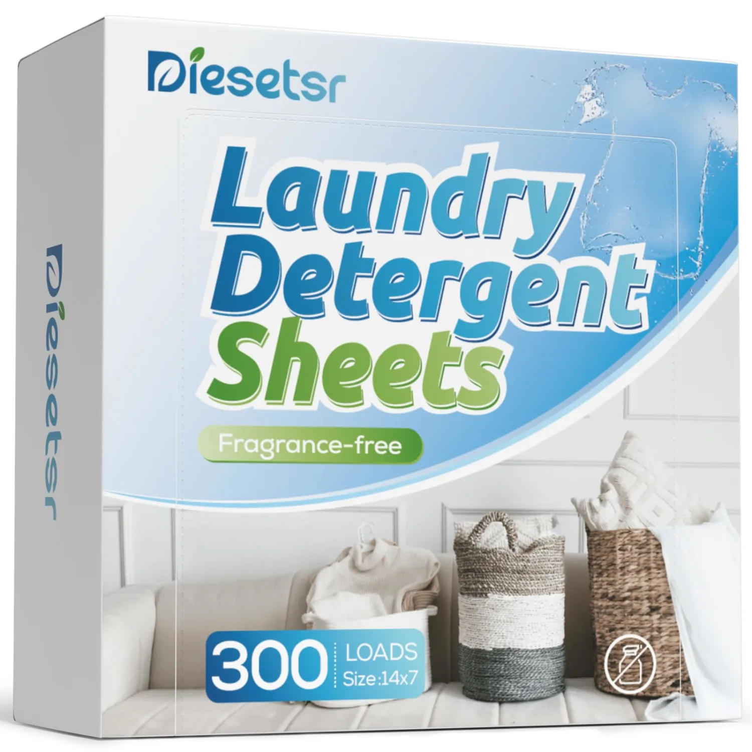 Laundry Detergent Sheets 300 Loads Diesetsr Laundry Sheet ECO-friendly Travel Plastic-Free Washing Detergent Soap Sheets,Fragrance-Free