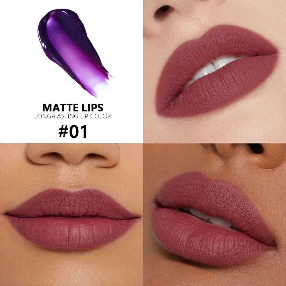 evpct Deep Mauve Red Peel Off Lip Stain Tints, Matte Liquid Lipstick Lip Stain Long Lasting Waterproof for Women, Non-stick Cup Lipstick Peel Off Highly Pigmented Not Faded Smudge-proof Easy to Apply