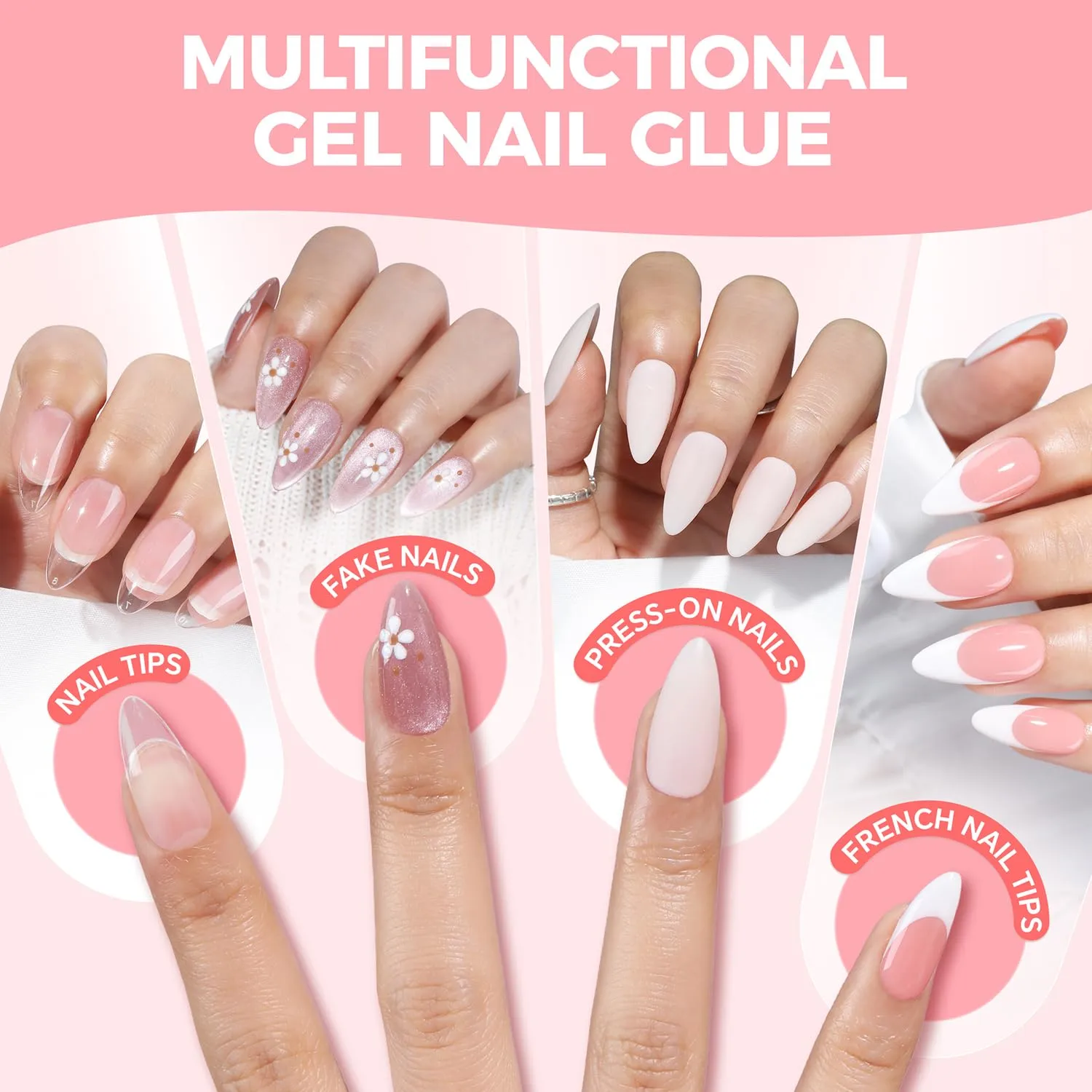 Super Strong Gel Nail Glue for Press On Nails(5ml), Upgraded Air Quickly Dry Glue Gel No UV Light Needed for Nail Tips Fake Nails Long Lasting with Professional Salon Quality