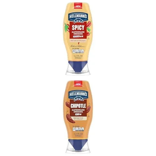 Hellmann's Spicy & Mild Chipotle Mayonnaise Bundle: Real Ingredients, No Artificial Flavors, 11.5 oz Bottles 2ct