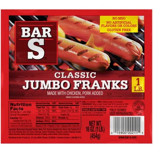 Bar S Jumbo Franks, 16 oz