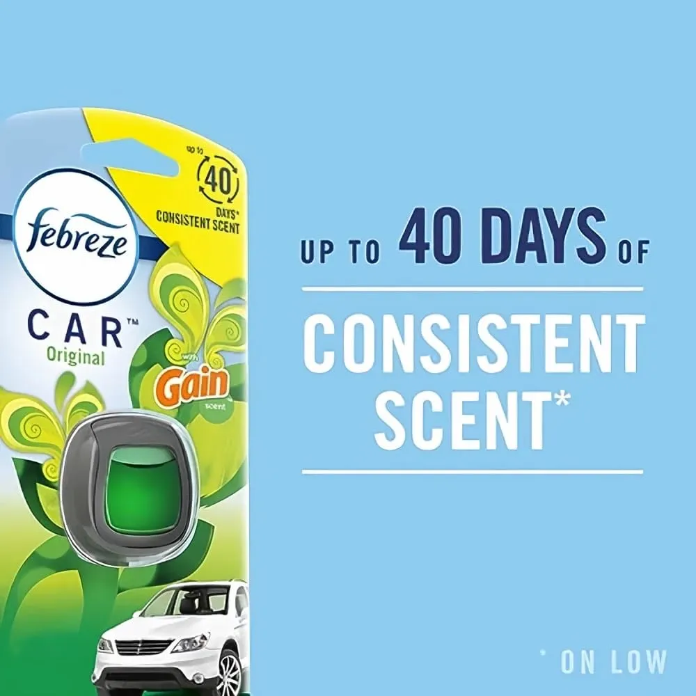 Febreze Car Air Freshener Vent Clip Linen & Sky Scent, .06 oz. Car Vent Clip, 2 Count