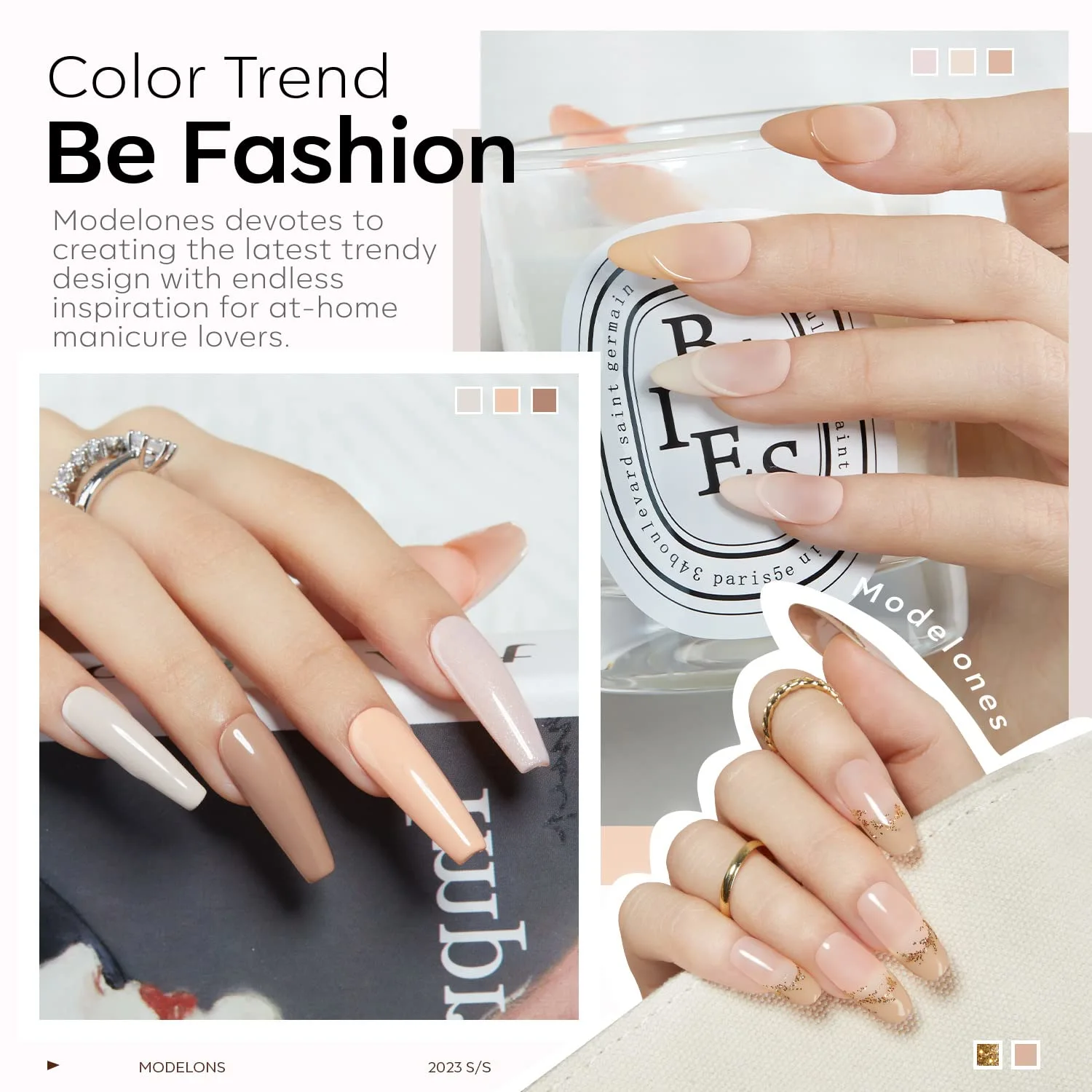 modelones Nude Gel Nail Polish Set 6 Colors, Neutral Skin Tones Beige Taupe Ivory White Grey Light Brown Gel Polish All Seasons, Soak Off Soapnails Manicure Kit Nail Art Design Salon at Home Gift