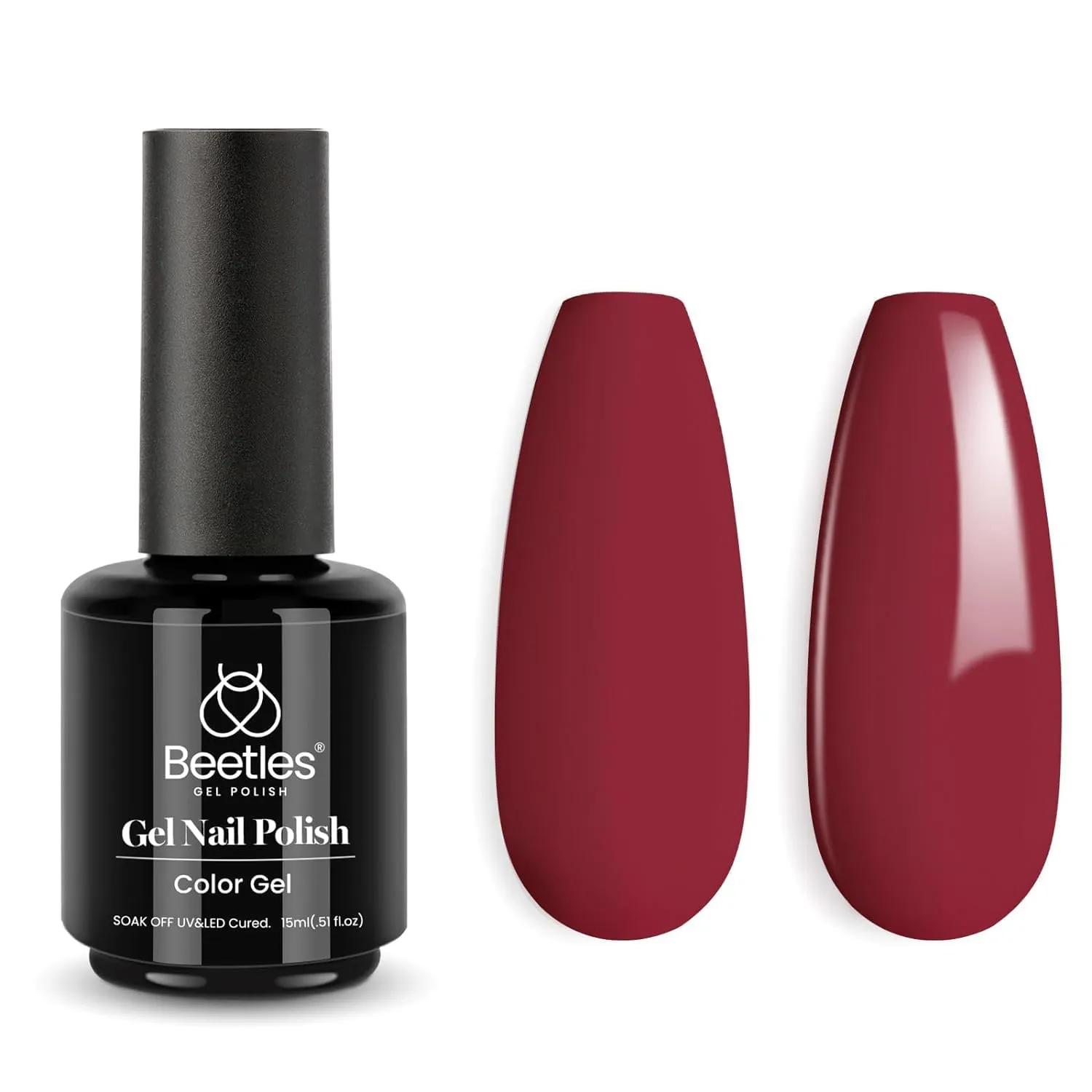 Beetles Red Gel Nail Polish - Dark Red Color Soak Off Mulled Wine Gel Polish Retro Modern 1Pcs 15ml Nail Art Manicure Winter Salon Christmas Gift for Women