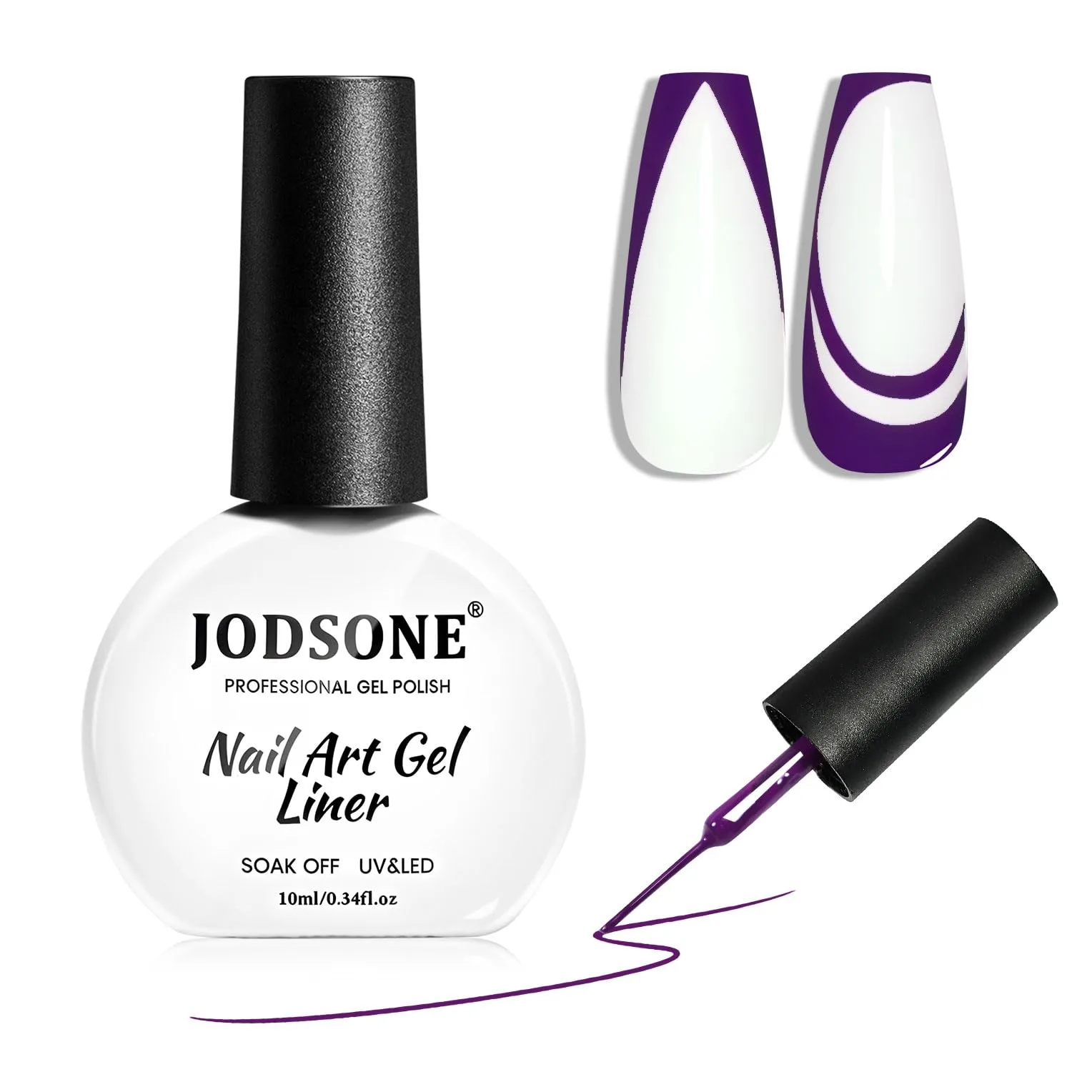 JODSONE 10ml Gel Polish Nail Art Gel Liner Dark Purple Need U V Lamp Cured at Home Salon Design Gift for Girls