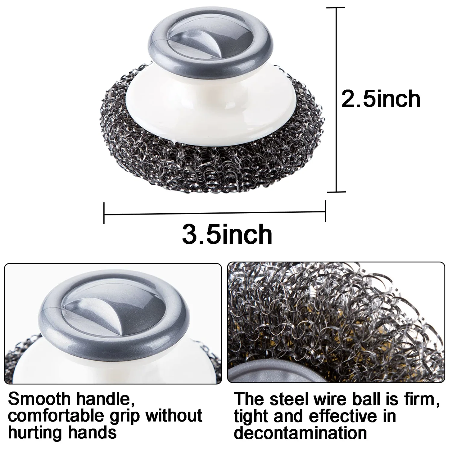 Stainless Steel Scrubber with Handle，Heavy Duty Cleaning Supplies for Pots, Pans, Grills, Ovens & Other Tough Jobs (5P)