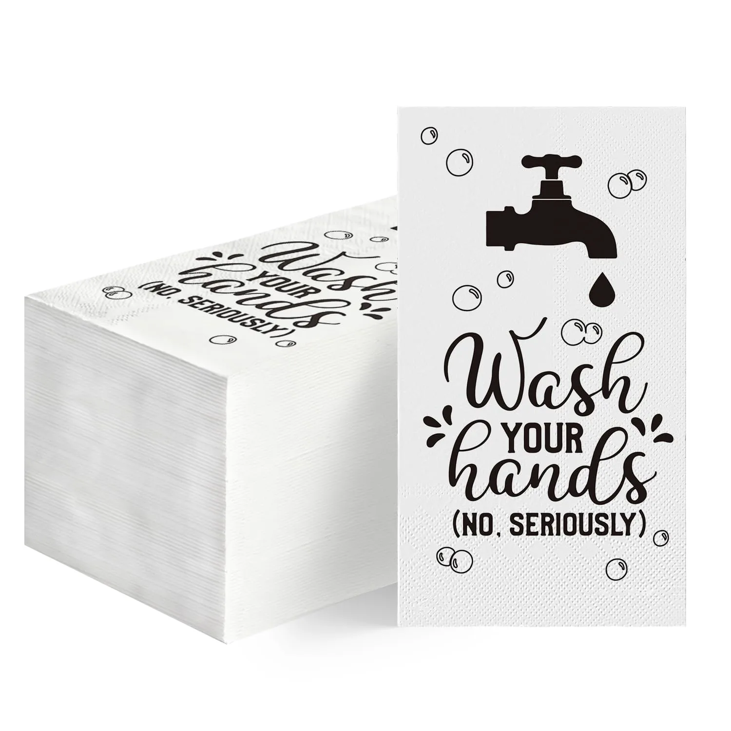 Horaldaily 50 Disposable Paper Napkin Decorative Guest Napkins, Wash Your Hands White Hand Towel for Bathroom Room