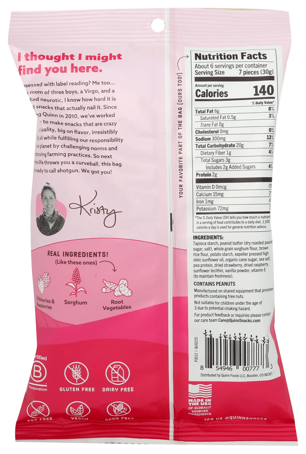 QUINN PB&J Berry Filled Pretzel Nuggets, 6 OZ