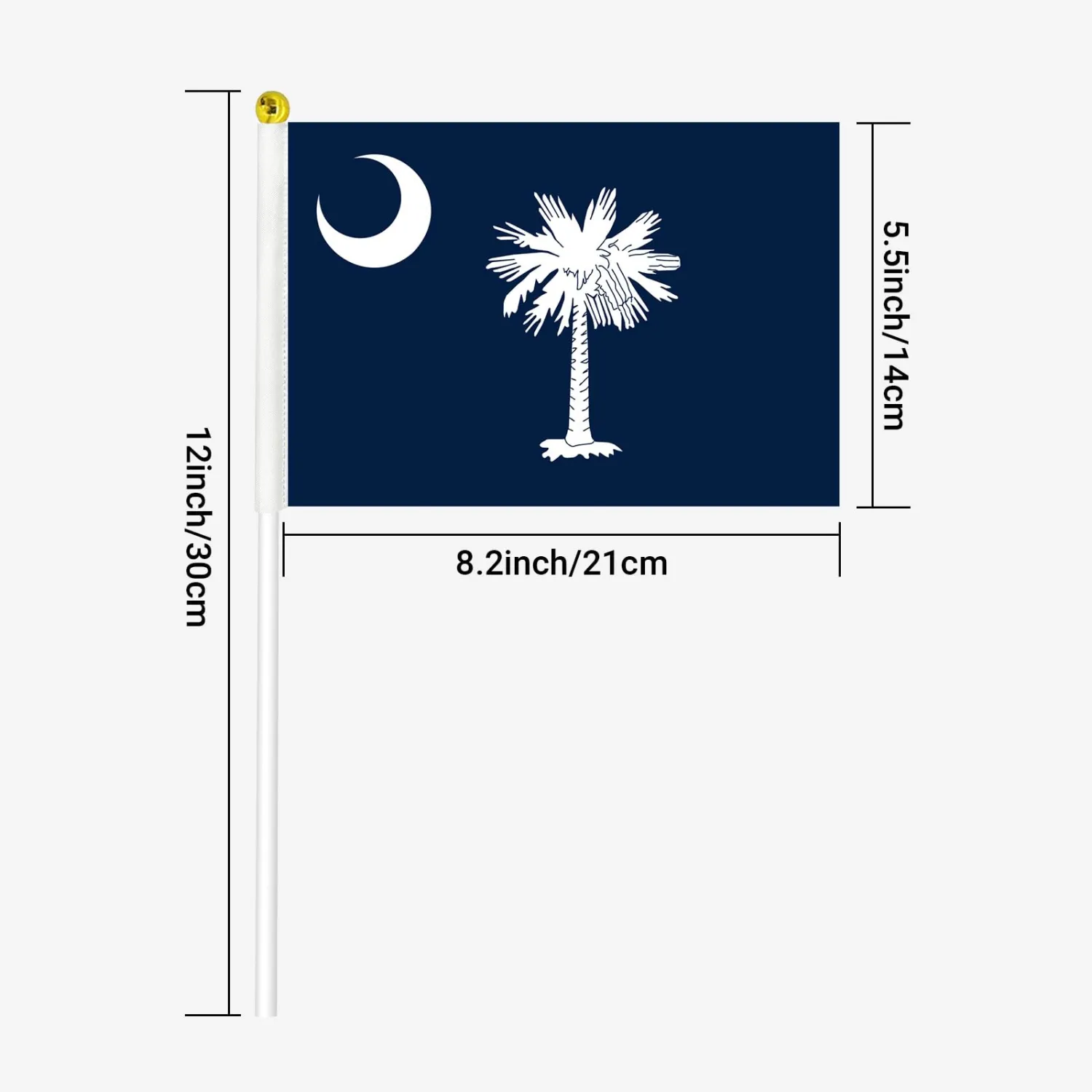 South Carolina Flag, Small Mini Handheld South Carolina State Flags on Sticks for Parades, Patriotic Events, and Party Decorations