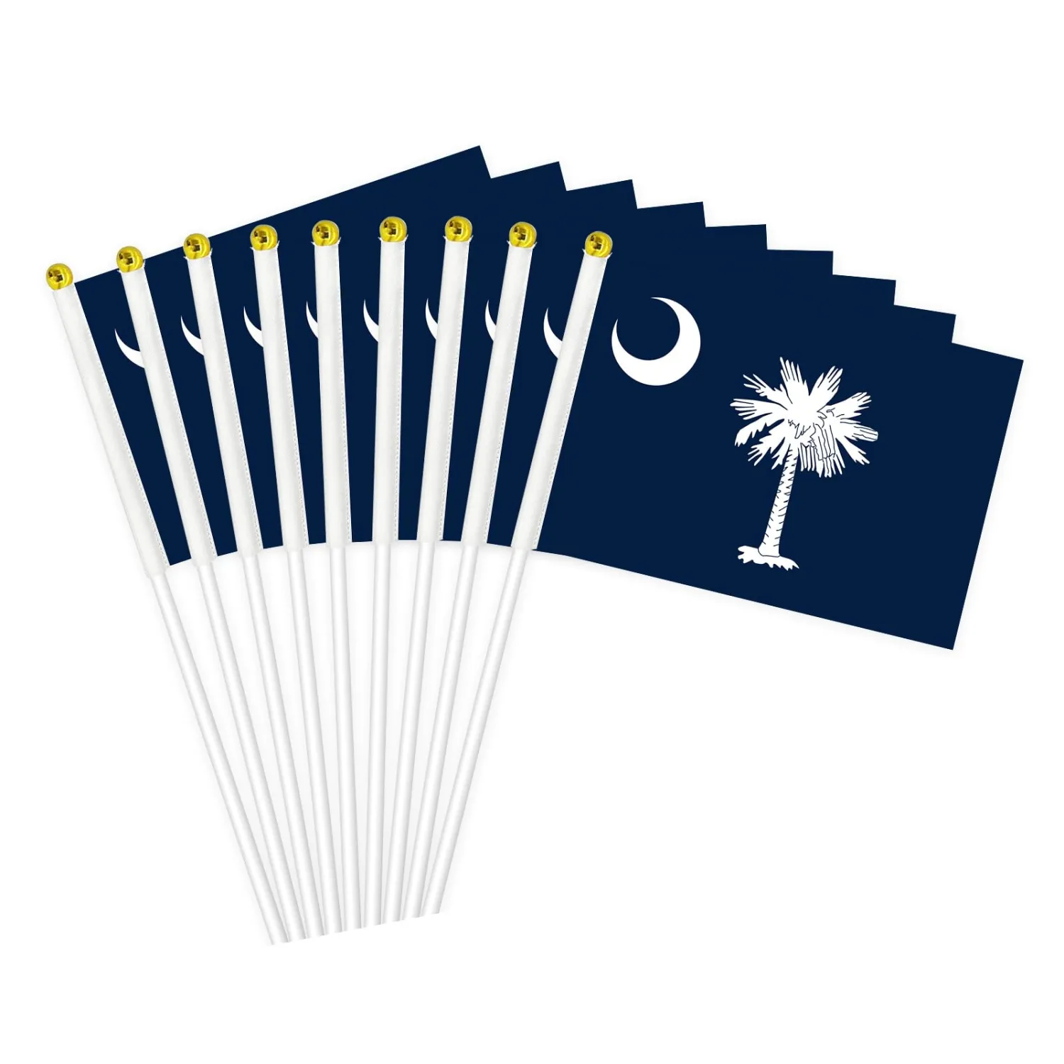 South Carolina Flag, Small Mini Handheld South Carolina State Flags on Sticks for Parades, Patriotic Events, and Party Decorations