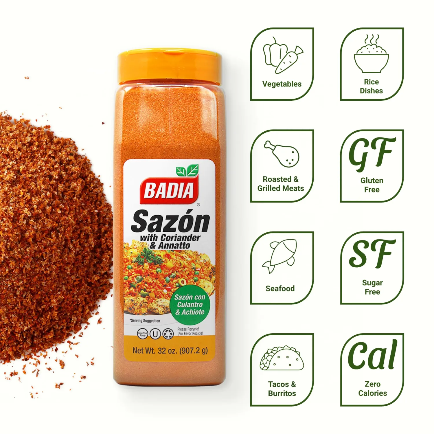 Badia Sazon with Coriander and Annatto, 32 oz - Latin Flavor Spice Blend for Cooking, Rice, Meats & Stews