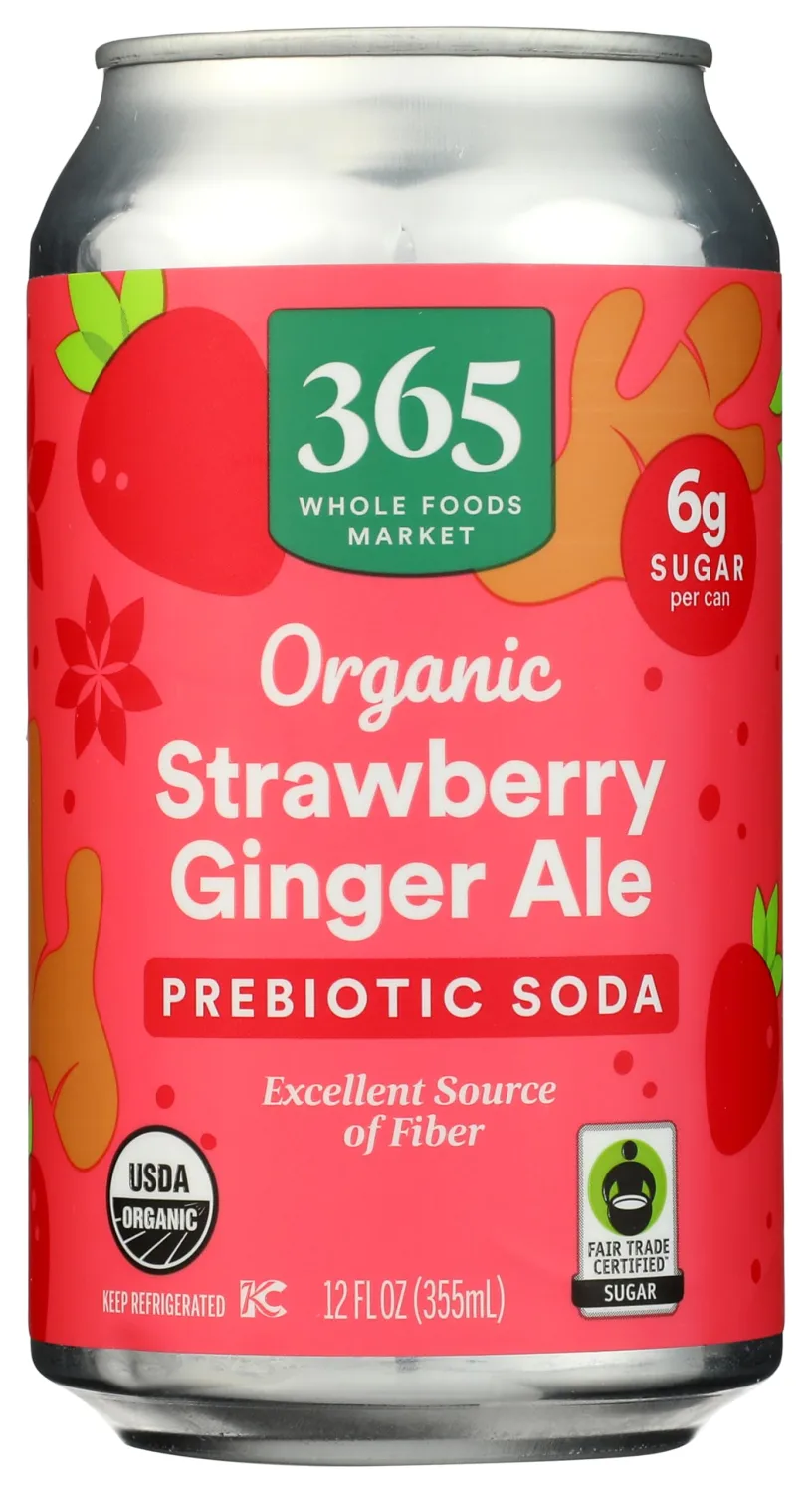 365 By Whole Foods Market Organic Strawberry Ginger Ale Prebiotic Soda, 12 Ounce