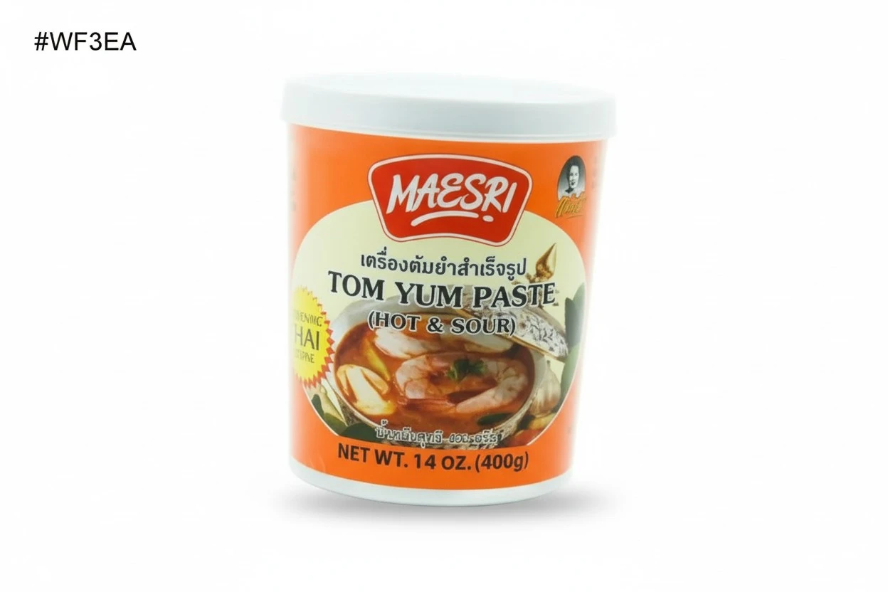 Maesri Tom Yum Paste - Authentic Thai Soup Base - Hot & Sour, 14 Ounce