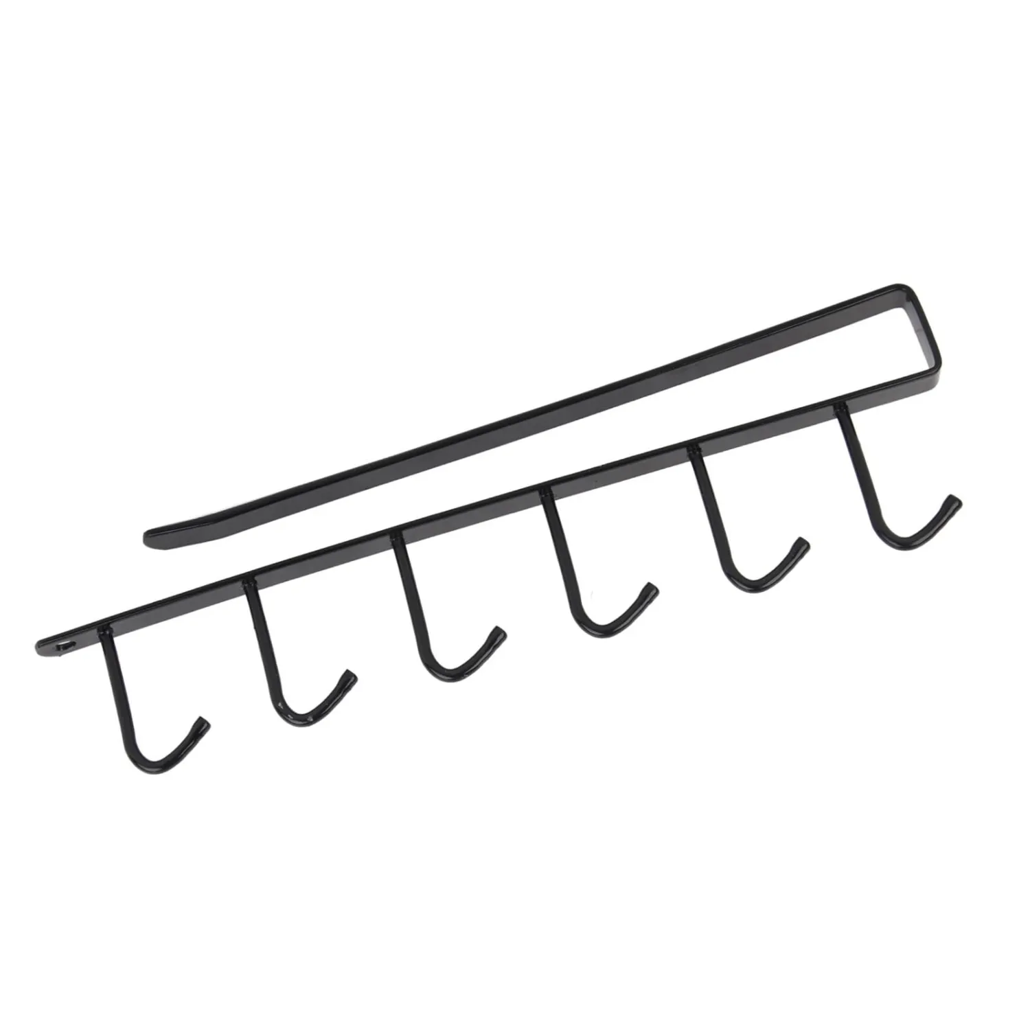 SPACESAVING Storage Rack Cupboard Shelf Hanging Hooks for Kitchen/Wardrobe, No Screws or Nails Needed (Black)