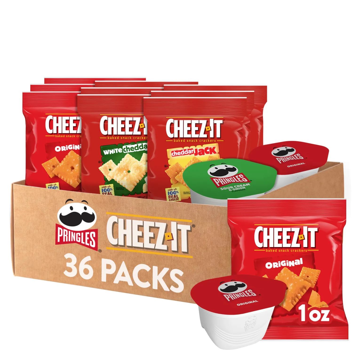 Cheez-It and Pringles Variety Pack, Lunch Snacks, Kids Snacks, Variety Pack (36 Count)