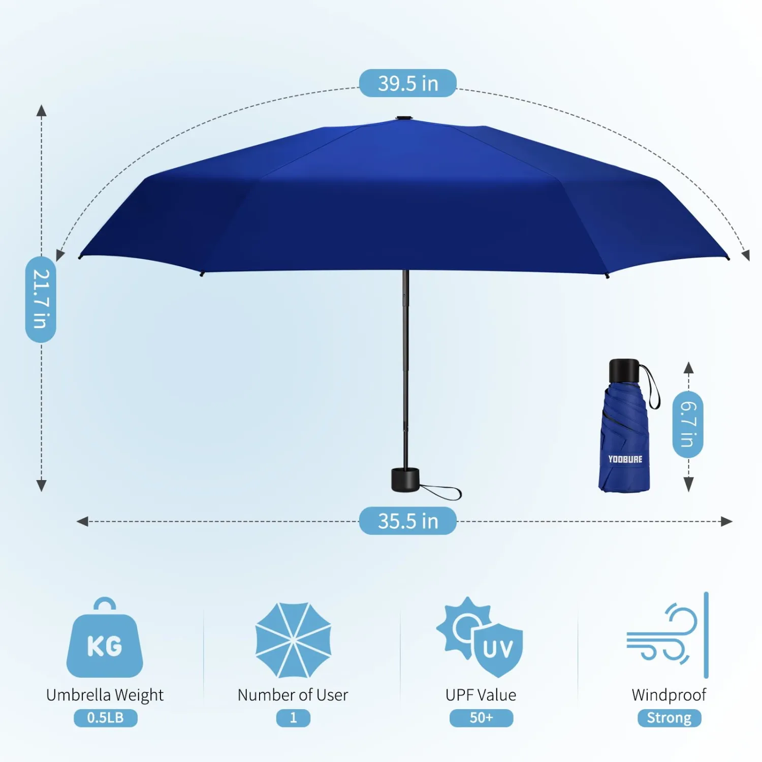 Yoobure Small Mini Umbrella with Case Light Compact Design Perfect for Travel Lightweight Portable Parasol Outdoor Sun&Rain Umbrellas