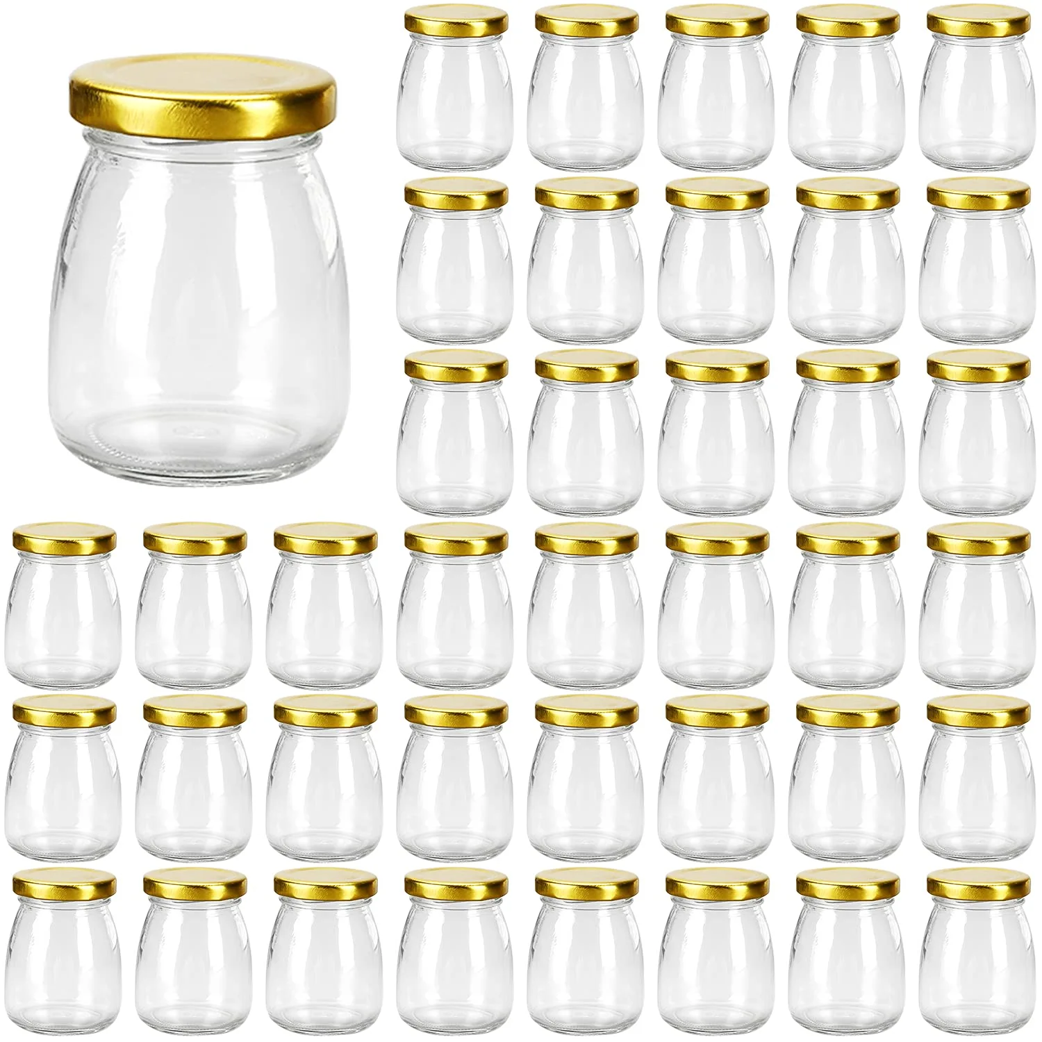 Glass Yogurt Container With Lids,7oz Clear Glass Jars With Airtight Lids,Small Glass Pudding Jars Yogurt Jar,Glass Container For Milk,Jams,Jelly,Mousse,Fvaors,Spice Food Storage Jars Sets 40Pack
