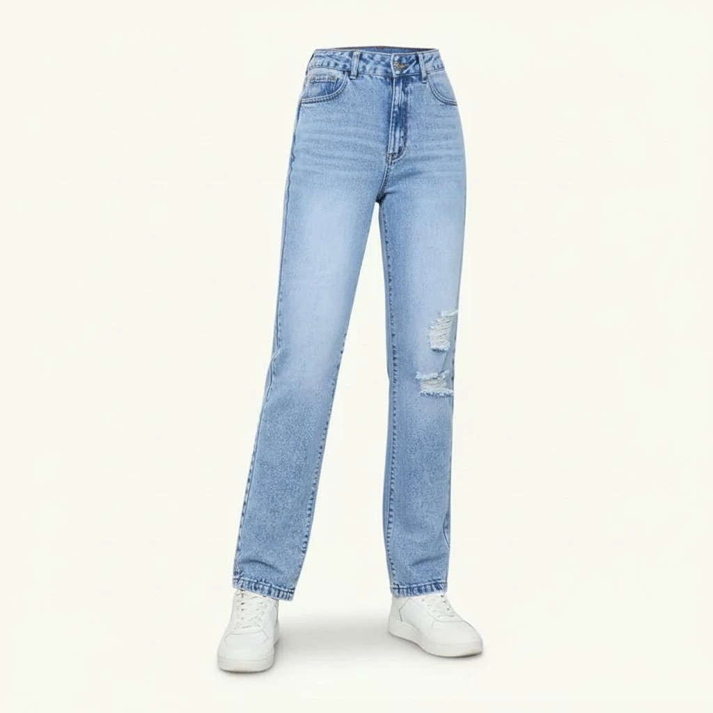 Loose High Waist Leisure Ripped Jeans