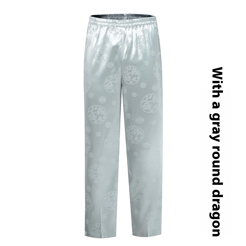 Loose Silk Chinese Style High-waisted Trousers