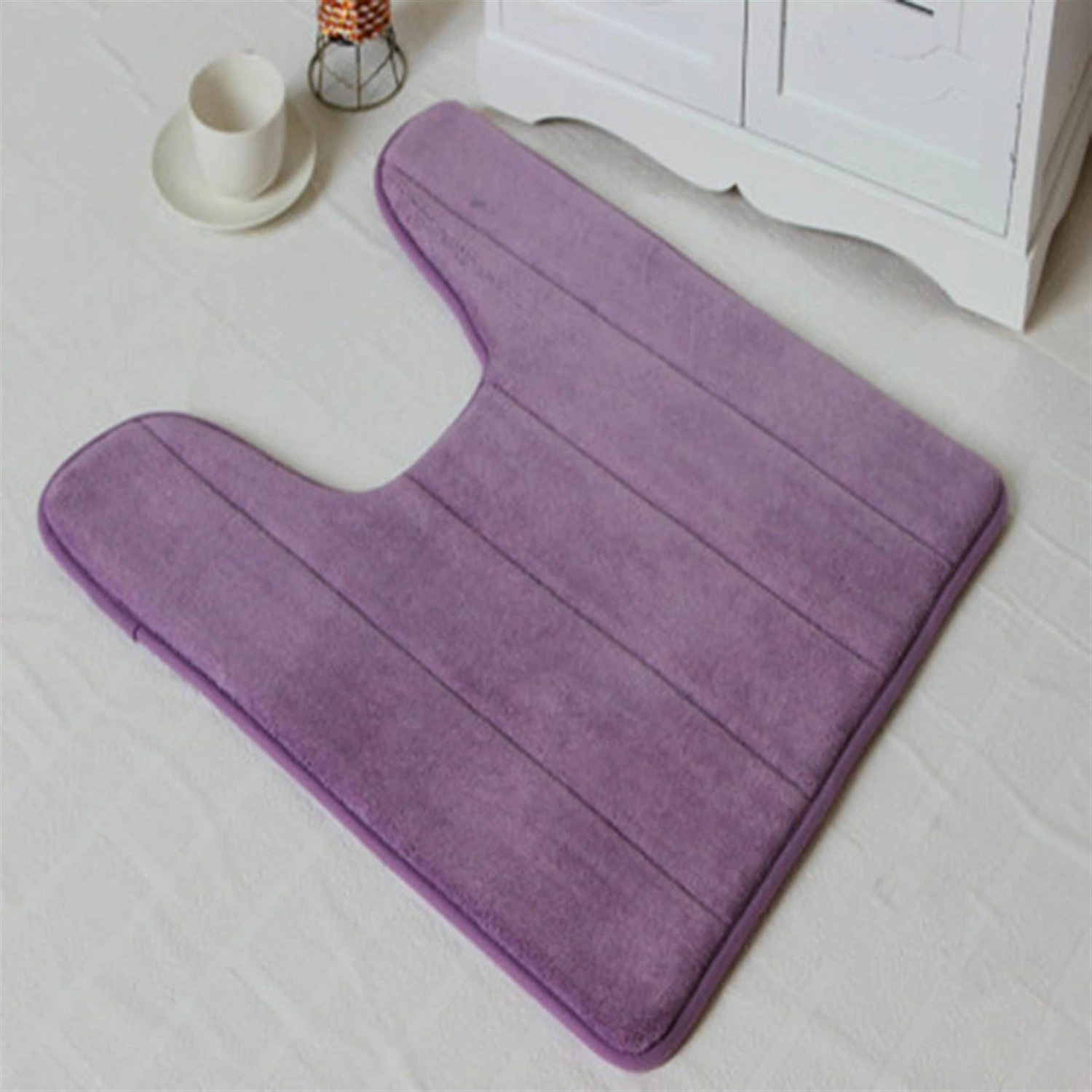 Coral Fleece Elastic U-shaped Memory Foam Toilet Mat