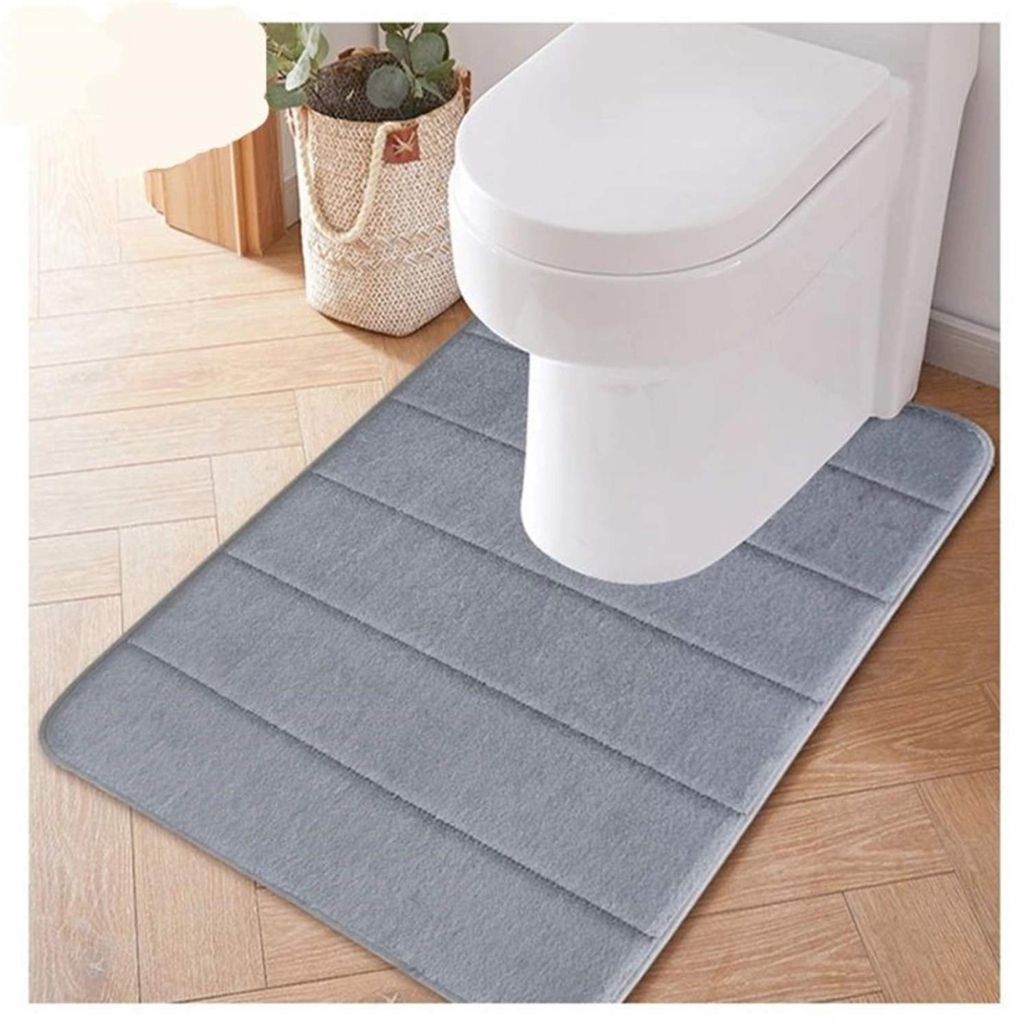 Coral Fleece Elastic U-shaped Memory Foam Toilet Mat