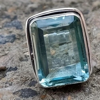 Special-interest Design Square Crystal Ring Female Exaggerated Big Gem Ring