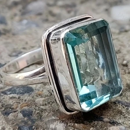 Special-interest Design Square Crystal Ring Female Exaggerated Big Gem Ring