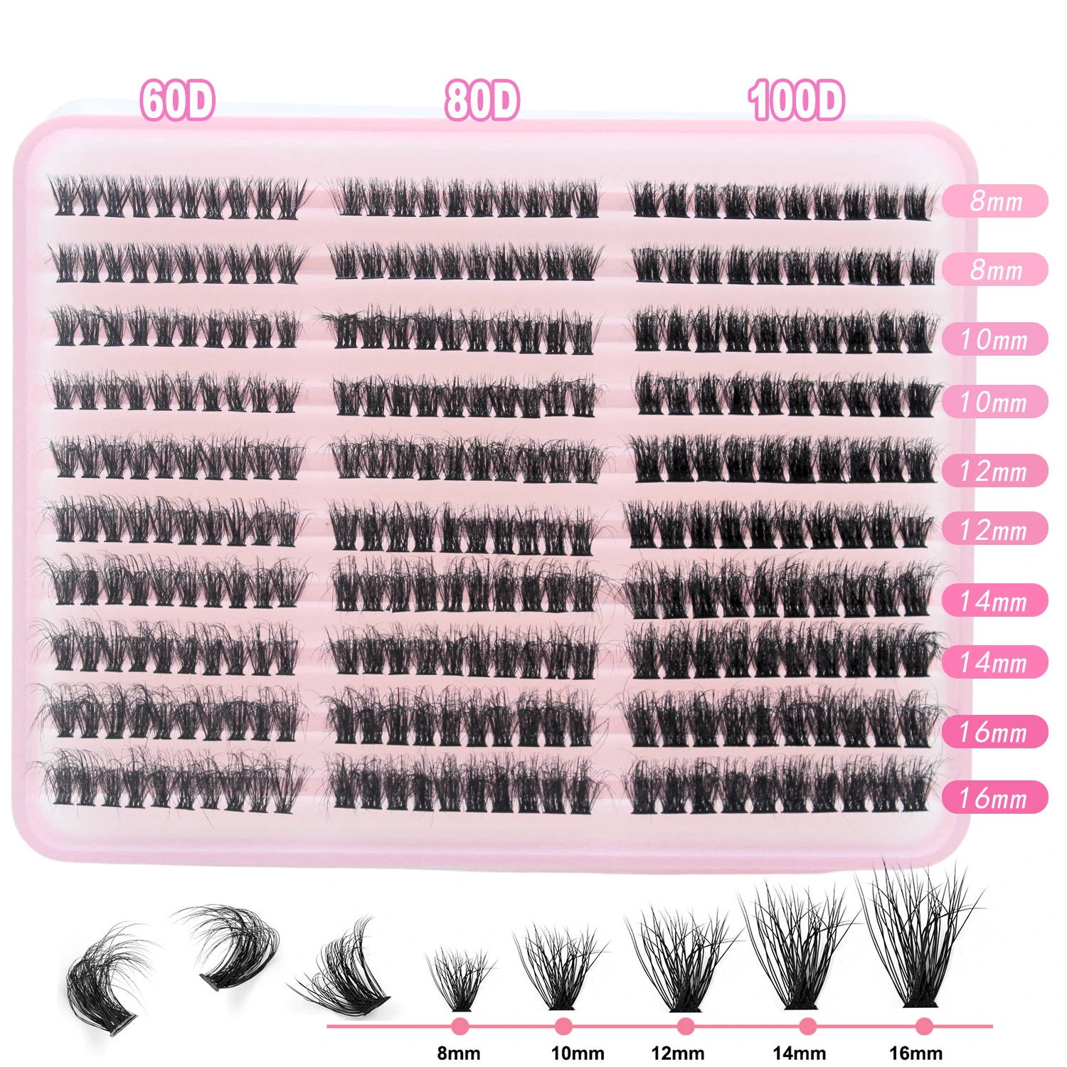 Large Capacity Hot Melt 60D80D100D Segmented False Eyelashes