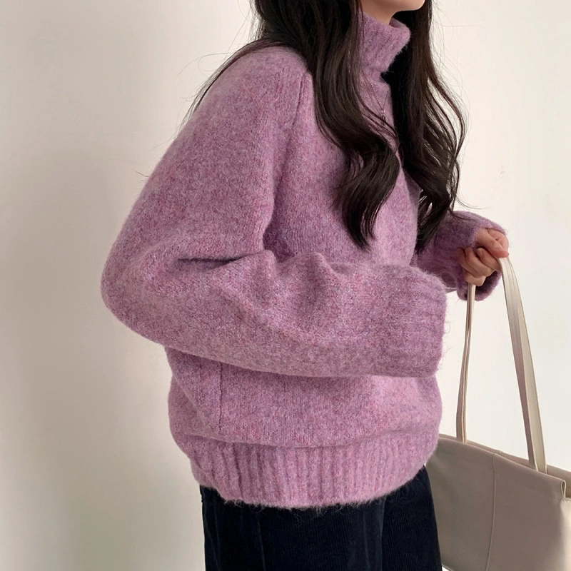 Retro Turtleneck Warm Pullover Bottoming Sweater Loose Outer Wear